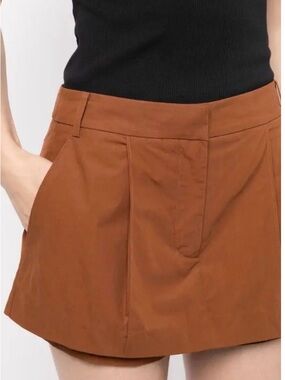 Tibi Rust-Tone Pleated Skort
